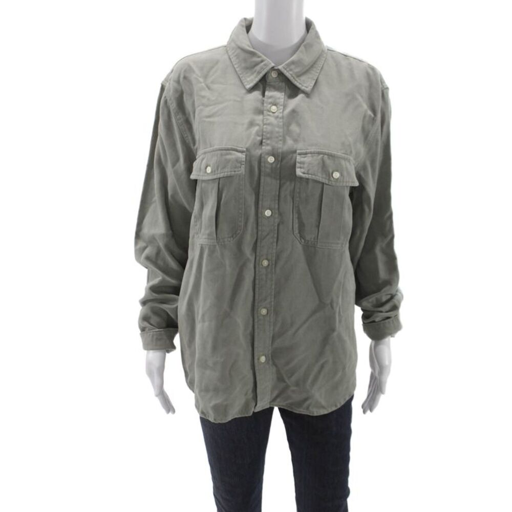 Everlane Mens Gray Tencel Long Sleeve Point Collar Button-Up Size M